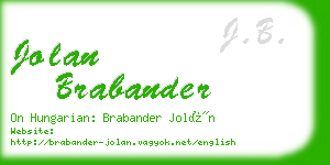 jolan brabander business card